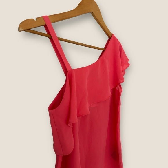 Suzy Shier Pink one Shoulder Ruffle Top - Picture 4 of 10
